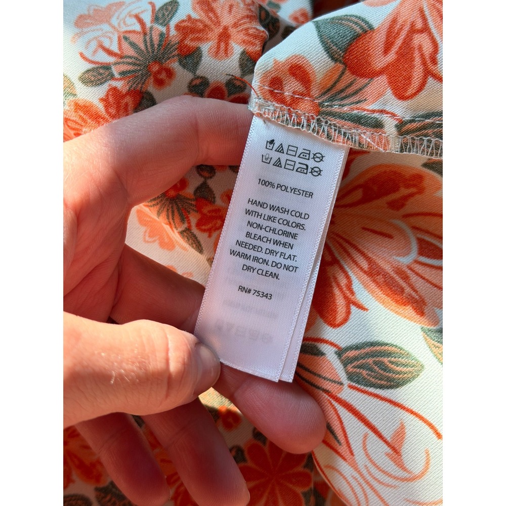 House of Harlow Midi Dress Floral Cutout Satin Slip Sleeveless Orange Size Small - Picture 6 of 10